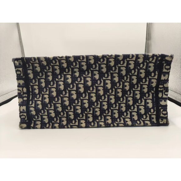 Pre-owned Christian Dior Oblique Embroidery Medium Book Tote Blue - Picture 5 of 12